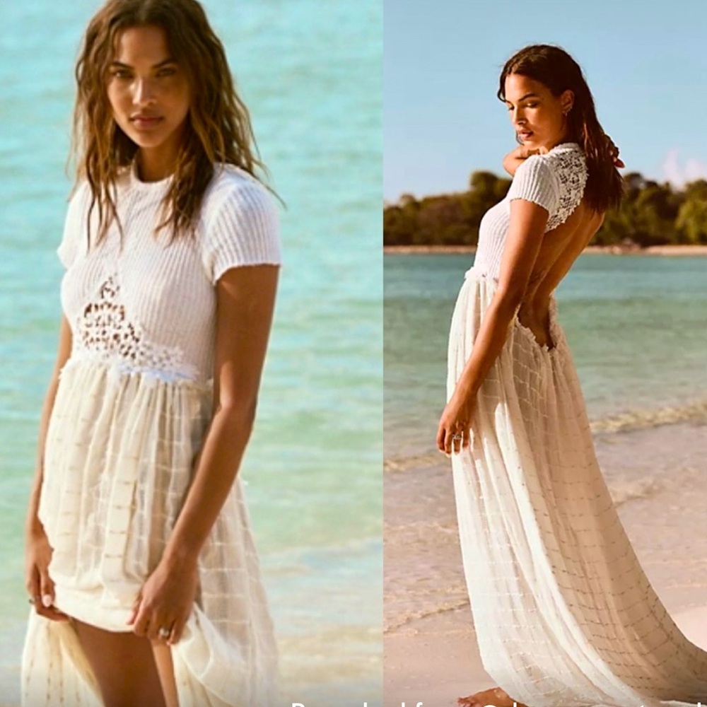 NWT Free People Serenity Maxi open back dress small Coachella Festival